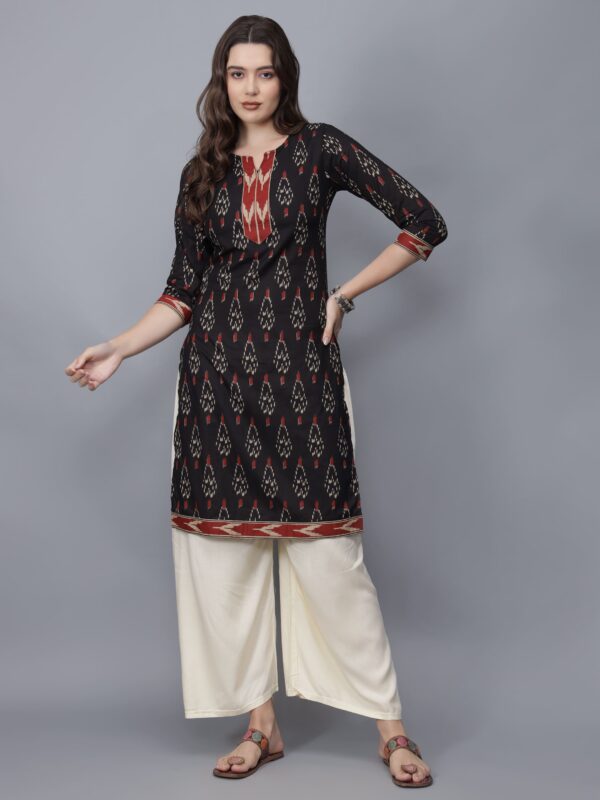 Women's Pure Cotton Kurta (Black) -Etraana.com