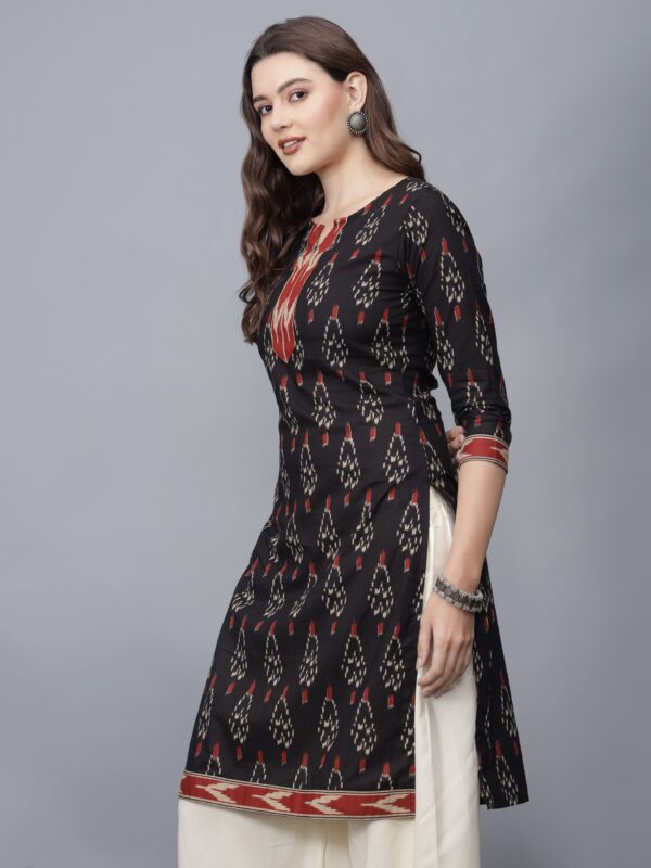 Women's Pure Cotton Kurta (Black) -Etraana.com