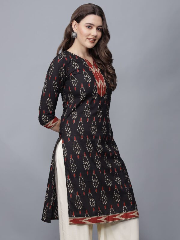 Women's Pure Cotton Kurta (Black) -Etraana.com