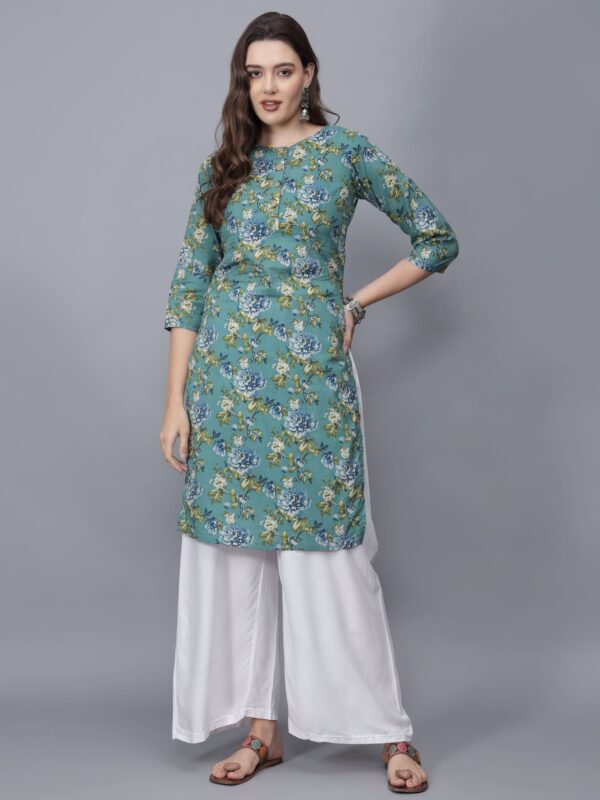 Women Floral Print Pure Cotton Kurta Front - Etraana