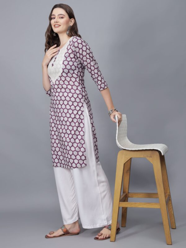 Women's Floral Print Cotton Kurta (Lavender)- Etraana.com