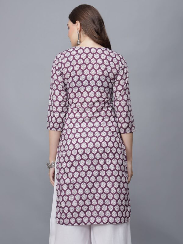 Women's Floral Print Cotton Kurta (Lavender)- Etraana.com