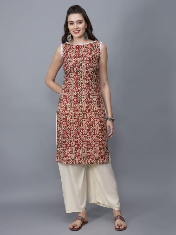 Women's Mahroon Sleeveless Kurti - Etraana