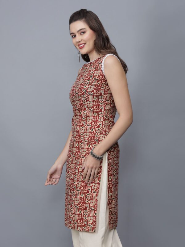 Women's Mahroon Sleeveless Kurti - Etraana