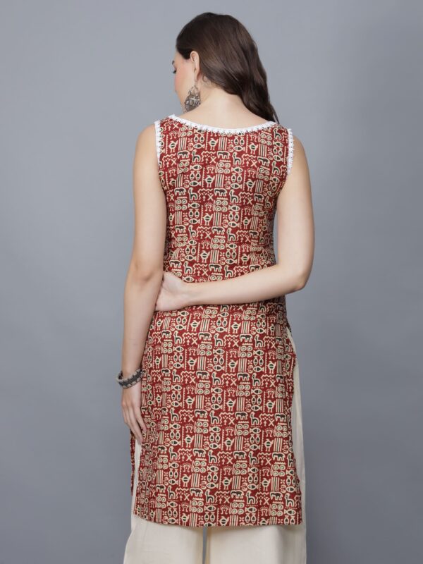 Women's Mahroon Sleeveless Kurti - Etraana