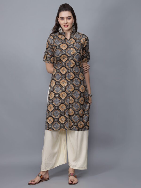 Women's Floral Print Cotton Kurta (multi-color)-etraana.com