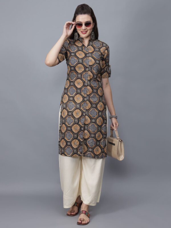 Women's Floral Print Cotton Kurta (multi-color)-etraana.com