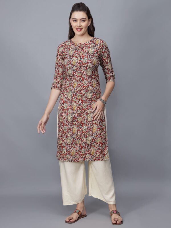 Women Floral Print Pure Cotton Kurta Front - Etraana