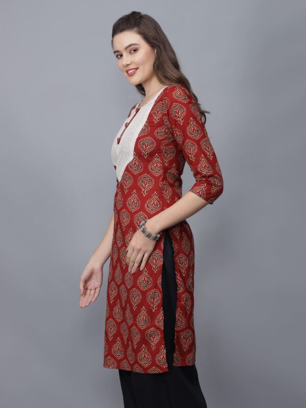 Women's Floral Print Cotton Kurta (Maroon) - Etraana.com