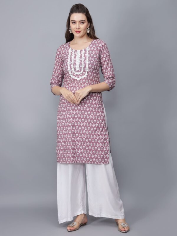 Women's Floral Print Pure Cotton Kurta (Purple) - Etraana.com