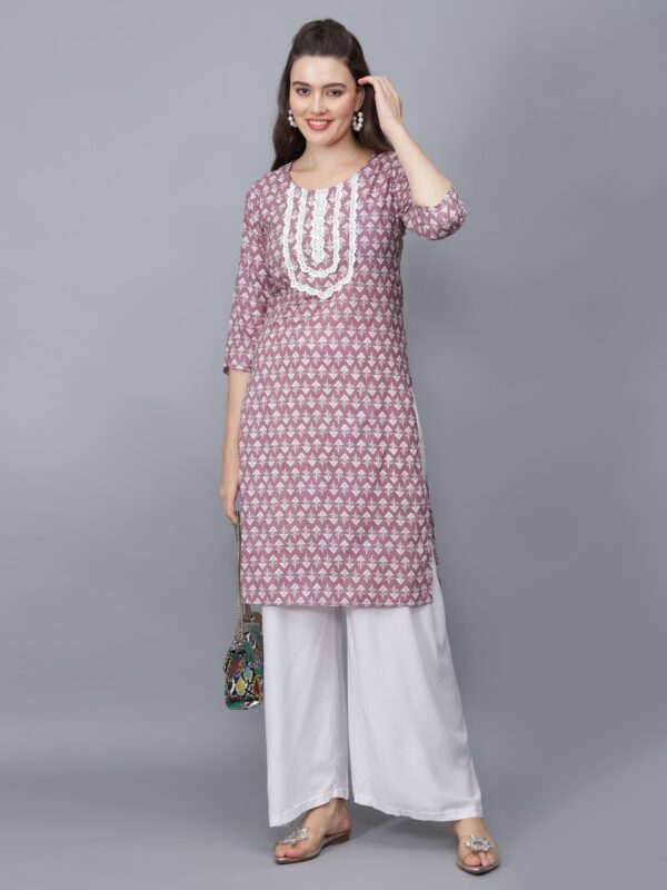 Women's Floral Print Pure Cotton Kurta (Purple) - Etraana.com