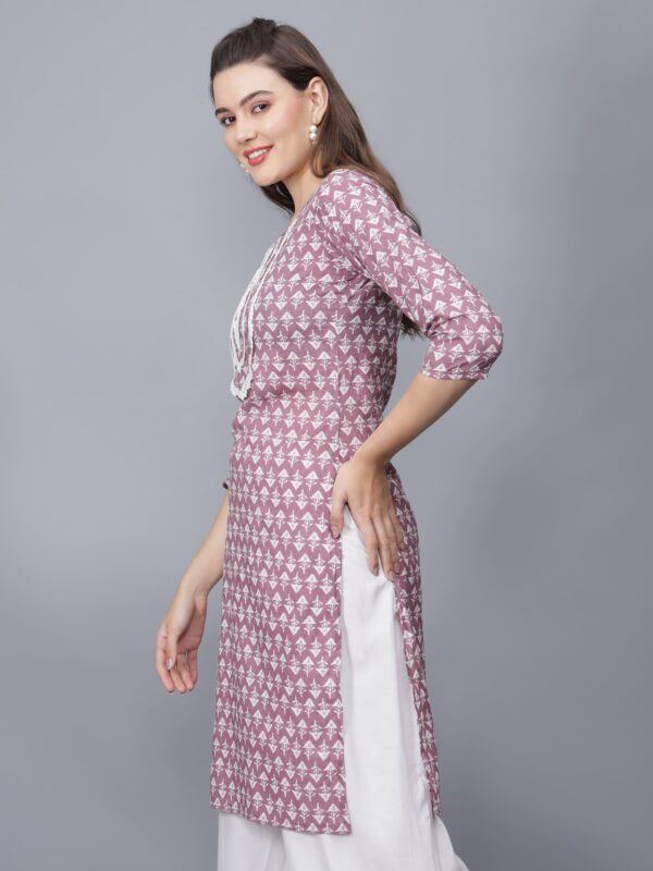 Women's Floral Print Pure Cotton Kurta (Purple) - Etraana.com