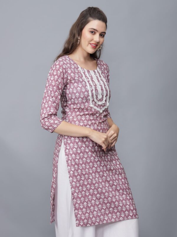 Women's Floral Print Pure Cotton Kurta (Purple) - Etraana.com