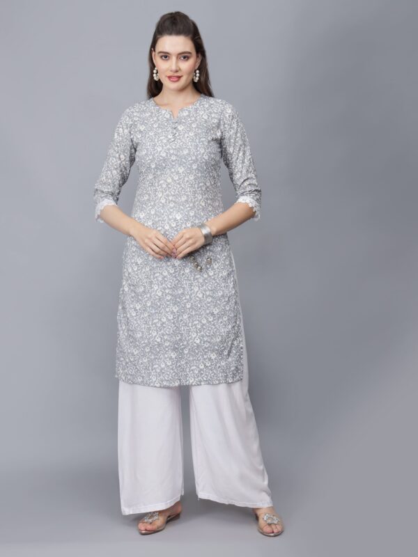 Women's Floral Print Pure Cotton Straight Kurta - Etraana.com