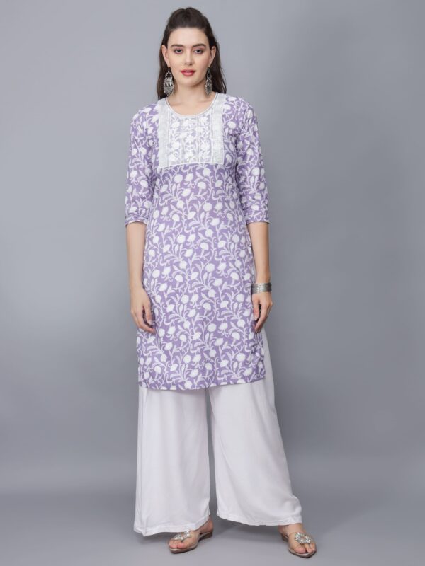 Women's Neck Design Black Floral Print Cotton Kurta - Etraana.com