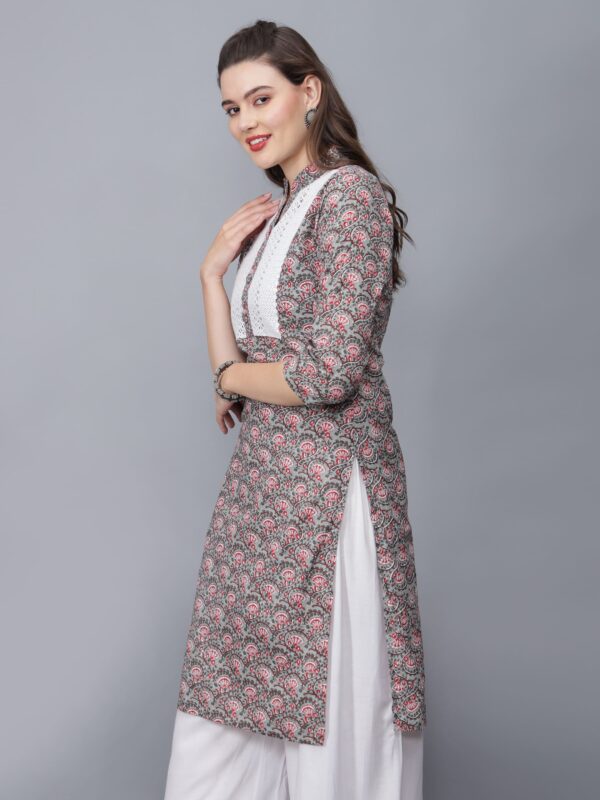 Women's Printed Cotton Kurta - side- Etraana.com