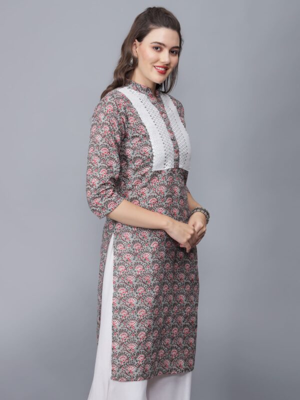 Women's Printed Cotton Kurta - side- Etraana.com