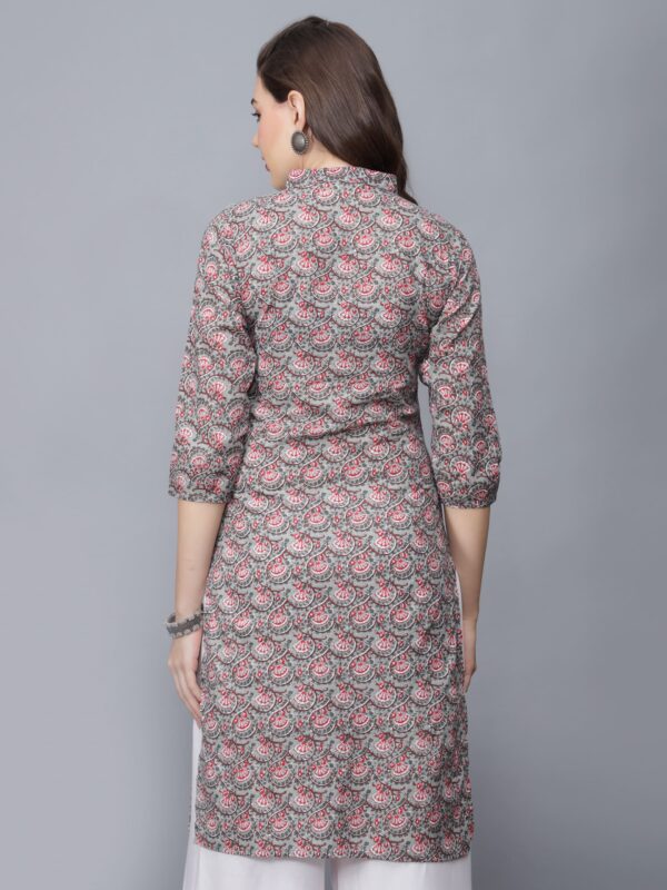 Women's Printed Cotton Kurta - back- Etraana.com