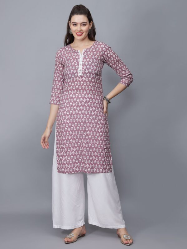 Women Floral Print Pure Cotton Kurta (Purple) - Front Etraana