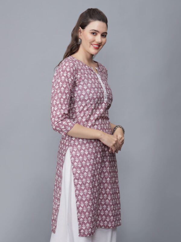 Women Floral Print Pure Cotton Kurta (Purple) - side Etraana