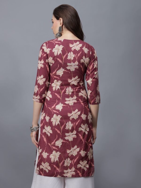 Women Floral Print Pure Cotton Kurta back- Etraana