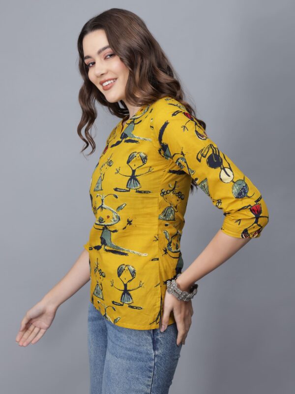 Women's Pure Cotton Short Kurti (Yellow) -Etraana.com