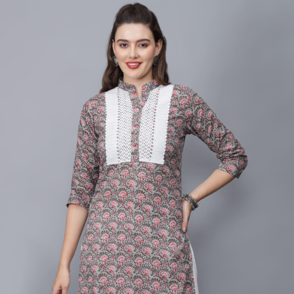 Women's Printed Pure Cotton Straight Kurta - Etraana.com