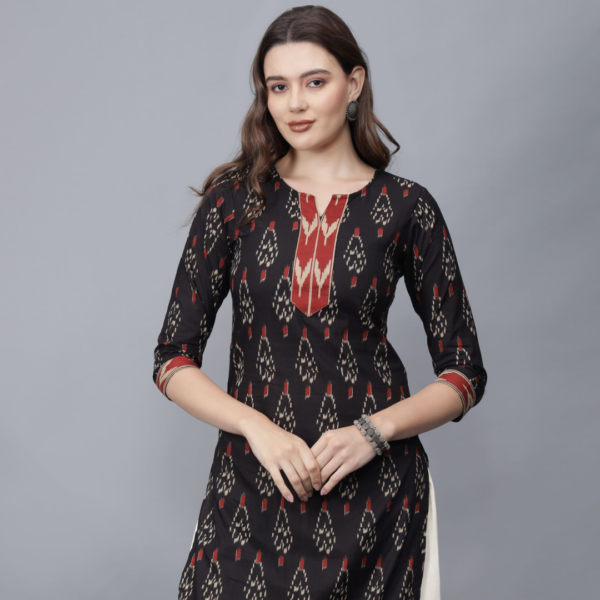 Women's Pure Cotton Kurta (Black)-Etraana.com