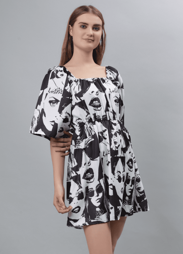 Black & White Twist-Back Dress - Etraana