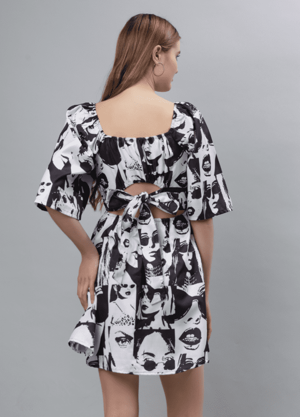 Black & White Twist-Back Dress - Etraana