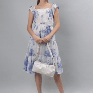 Blue Floral Printed Georgette Dress - Etraana