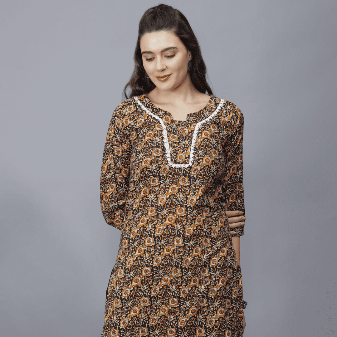 Women's Printed Pure Cotton Kurta - Etraana.com