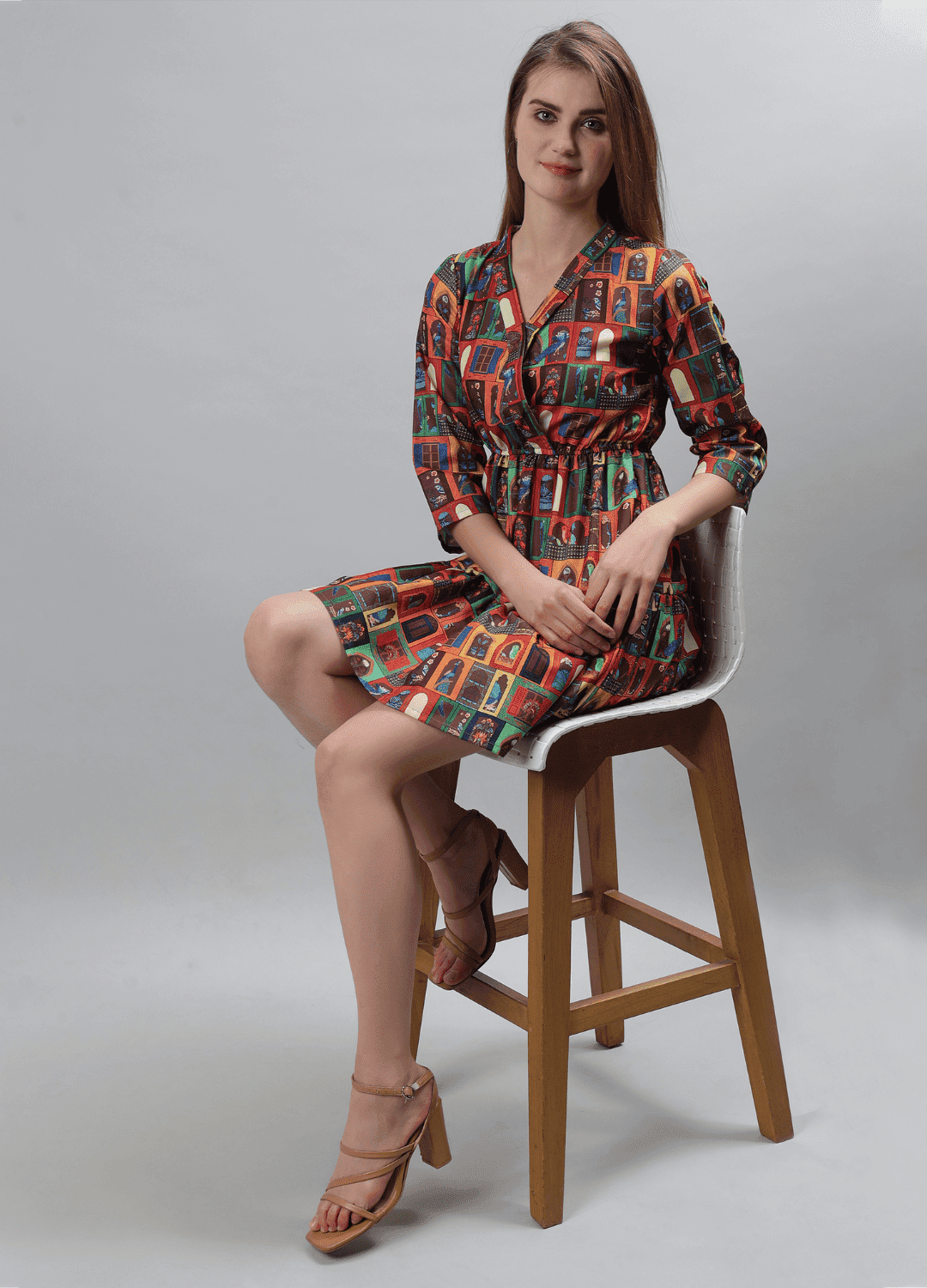 Elegant Multicolor A-Line Dress - Etraana