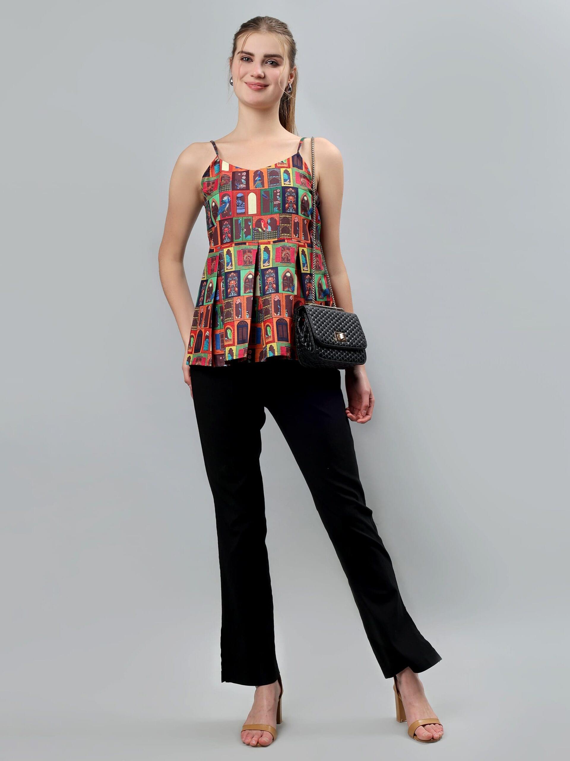 Women's Sleeveless Multicolor Top - Etraana